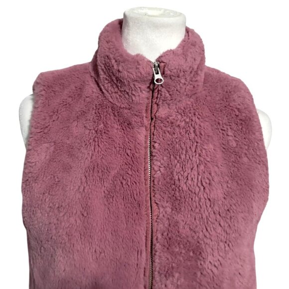 J.Crew Factory Faux Fur Teddy Vest Guava Berry Pink XS Cozy Zip Barbiecore - Picture 5 of 12